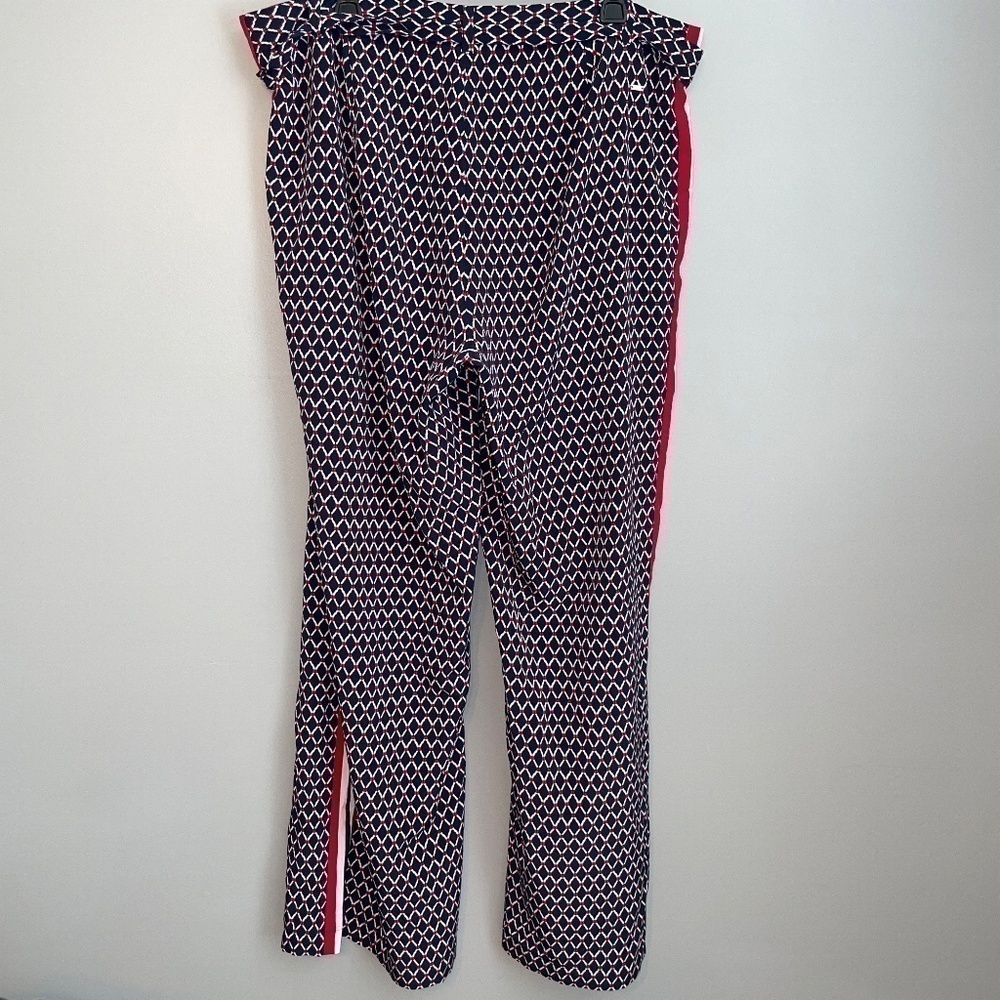 EUC Tommy Hilfiger Logo Navy Blue & Red Printed Wide Leg Pants Size 18 - Picture 6 of 7